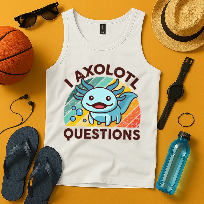 Retro Funny Axolotl I Axolotl Questions Cute Axolotl Tank Top
