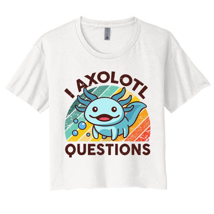 Retro Funny Axolotl I Axolotl Questions Cute Axolotl Crop Top