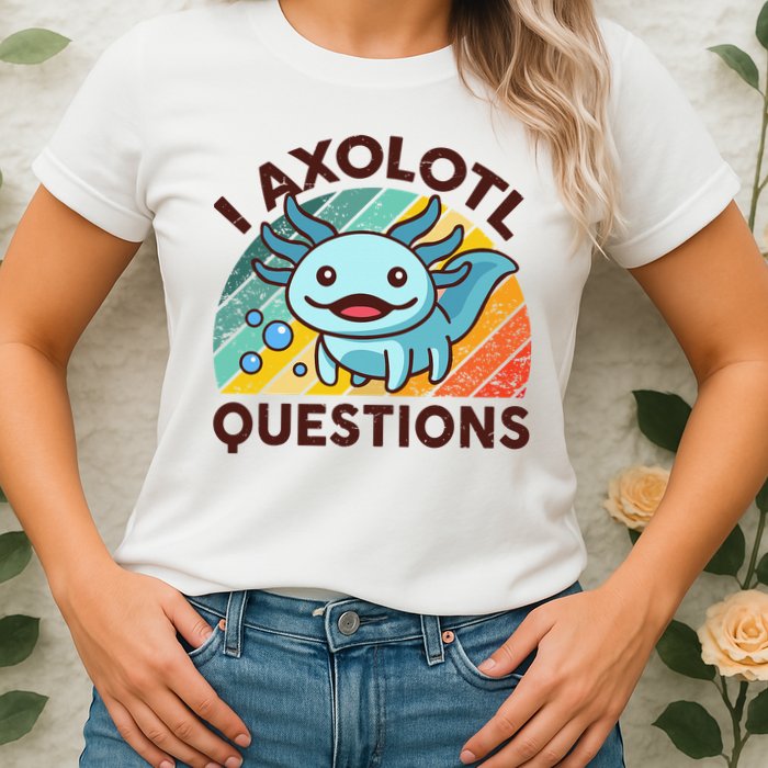 Retro Funny Axolotl I Axolotl Questions Cute Axolotl Womens T-Shirt