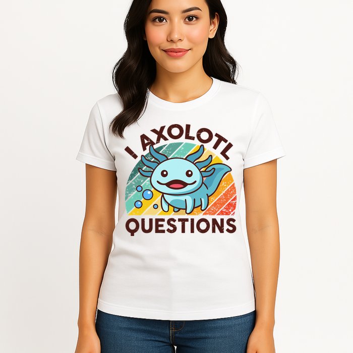 Retro Funny Axolotl I Axolotl Questions Cute Axolotl Womens T-Shirt