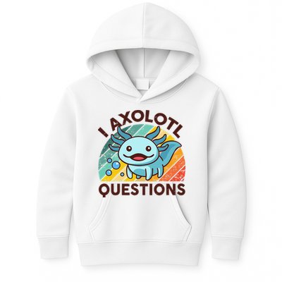 Retro Funny Axolotl I Axolotl Questions Cute Axolotl Kids Hoodie