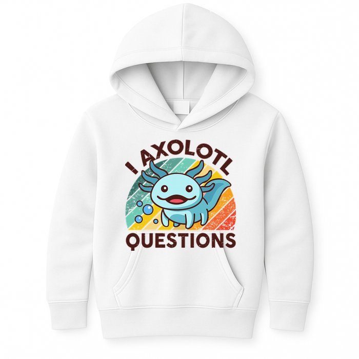 Retro Funny Axolotl I Axolotl Questions Cute Axolotl Kids Hoodie
