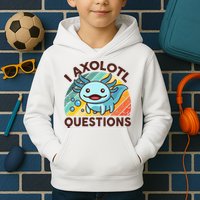 Retro Funny Axolotl I Axolotl Questions Cute Axolotl Kids Hoodie