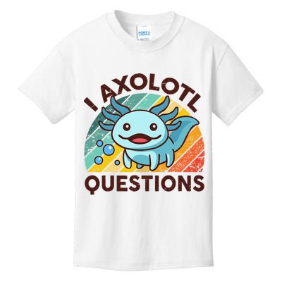 Retro Funny Axolotl I Axolotl Questions Cute Axolotl Kids T-Shirt