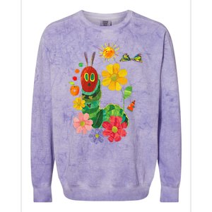 Retro Flowers And Hungry Caterpillar Teacher Kindergarten Colorblast Crewneck Sweatshirt