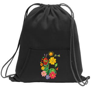 Retro Flowers And Hungry Caterpillar Teacher Kindergarten Sweatshirt Cinch Pack Bag