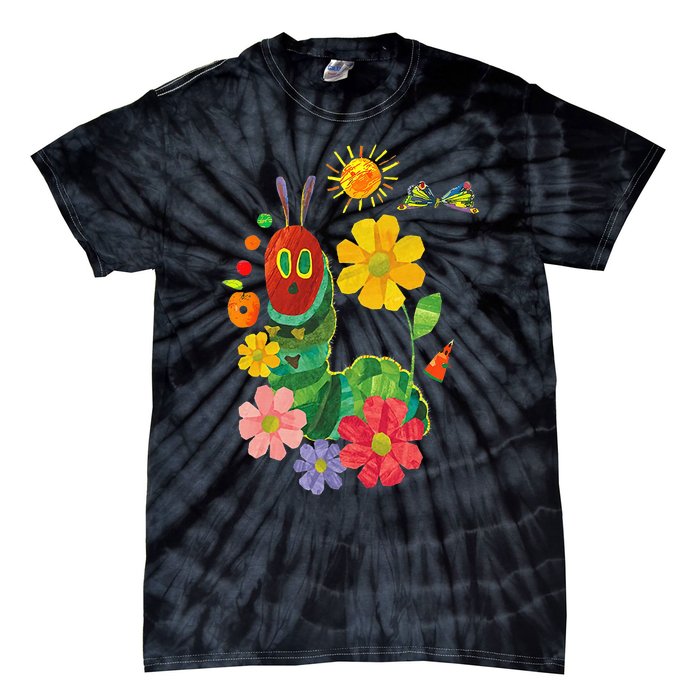 Retro Flowers And Hungry Caterpillar Teacher Kindergarten Tie-Dye T-Shirt