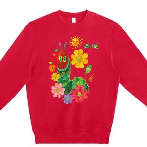 Retro Flowers And Hungry Caterpillar Teacher Kindergarten Premium Crewneck Sweatshirt