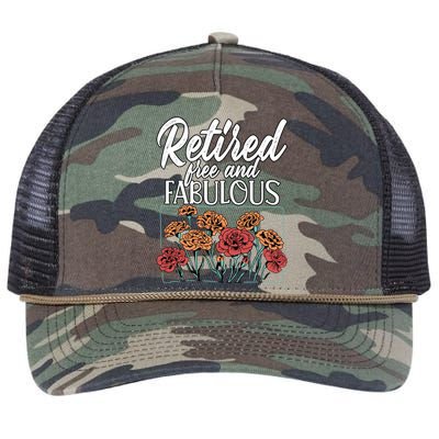 Retired Free And Fabulous Retiret Gift Retro Rope Trucker Hat Cap