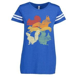 Retro Forest Animal Lover Gift Idea Squirrel Meaningful Gift Enza Ladies Jersey Football T-Shirt