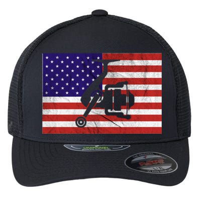 Retro Fishing American Flag Fishing Vintage Fisher Meaningful Gift Flexfit Unipanel Trucker Cap