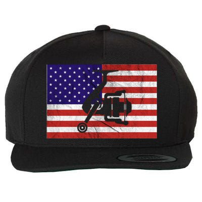 Retro Fishing American Flag Fishing Vintage Fisher Meaningful Gift Wool Snapback Cap