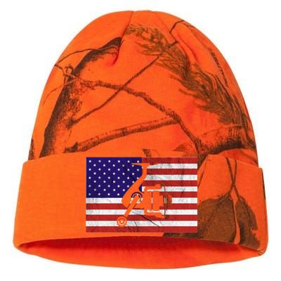 Retro Fishing American Flag Fishing Vintage Fisher Meaningful Gift Kati Licensed 12" Camo Beanie