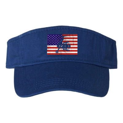 Retro Fishing American Flag Fishing Vintage Fisher Meaningful Gift Valucap Bio-Washed Visor