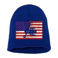 Retro Fishing American Flag Fishing Vintage Fisher Meaningful Gift Short Acrylic Beanie