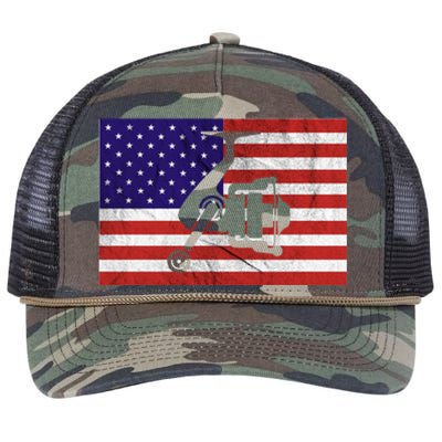 Retro Fishing American Flag Fishing Vintage Fisher Meaningful Gift Retro Rope Trucker Hat Cap