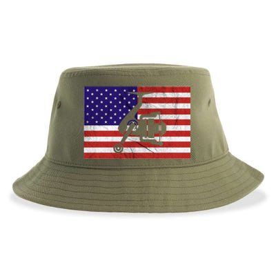 Retro Fishing American Flag Fishing Vintage Fisher Meaningful Gift Sustainable Bucket Hat