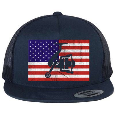 Retro Fishing American Flag Fishing Vintage Fisher Meaningful Gift Flat Bill Trucker Hat