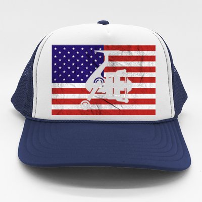 Retro Fishing American Flag Fishing Vintage Fisher Meaningful Gift Trucker Hat