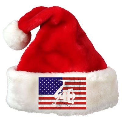 Retro Fishing American Flag Fishing Vintage Fisher Meaningful Gift Premium Christmas Santa Hat