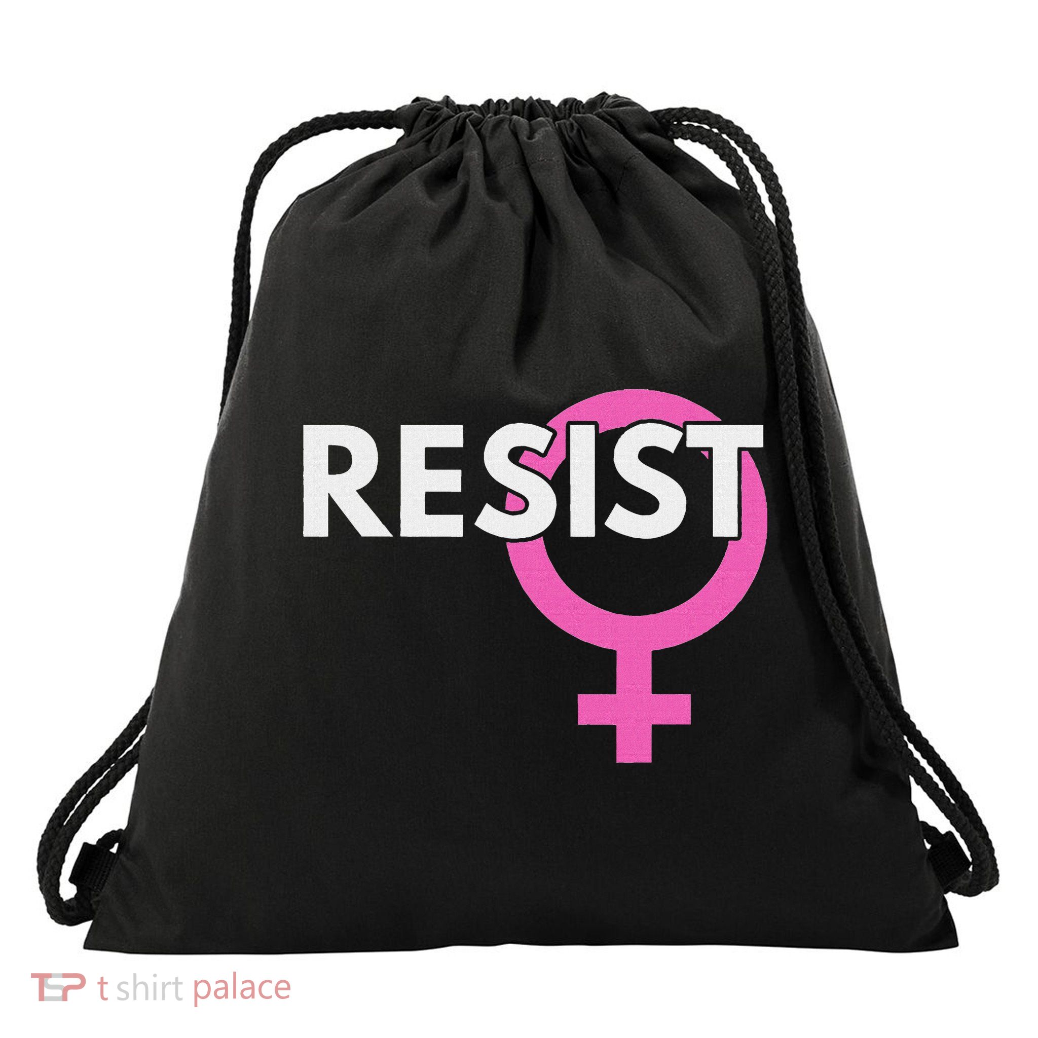 Resist Feminist Anti Trump Drawstring Bag