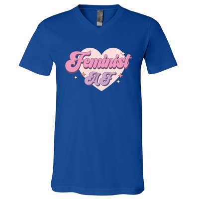 Retro Feminist Af Power Feminist Slogan Gift V-Neck T-Shirt