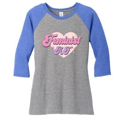 Retro Feminist Af Power Feminist Slogan Gift Women's Tri-Blend 3/4-Sleeve Raglan Shirt