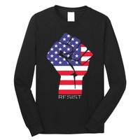 Resist Fist American Flag Activism Rise Up Long Sleeve Shirt