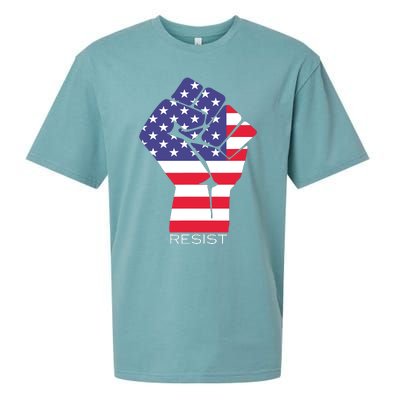 Resist Fist American Flag Activism Rise Up Sueded Cloud Jersey T-Shirt