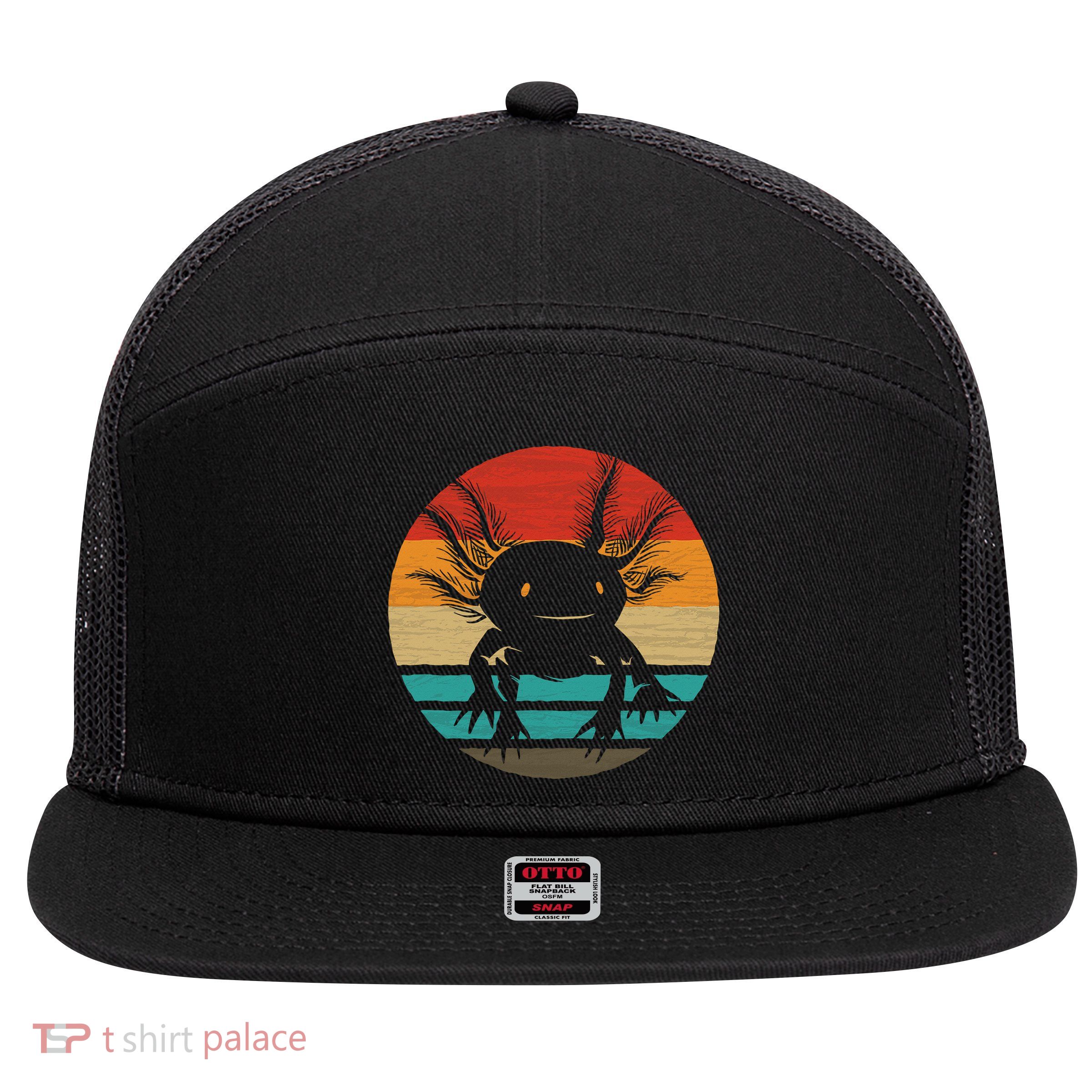 Retro Funny Axolotl I Axolotl Questions Cute Axolotl  7 Panel Mesh Trucker Snapback Hat