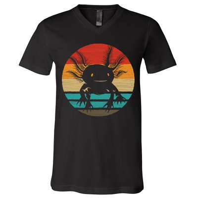 Retro Funny Axolotl I Axolotl Questions Cute Axolotl  V-Neck T-Shirt