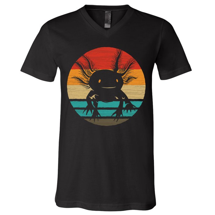 Retro Funny Axolotl I Axolotl Questions Cute Axolotl  V-Neck T-Shirt