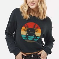 Retro Funny Axolotl I Axolotl Questions Cute Axolotl  Cropped Pullover Crew
