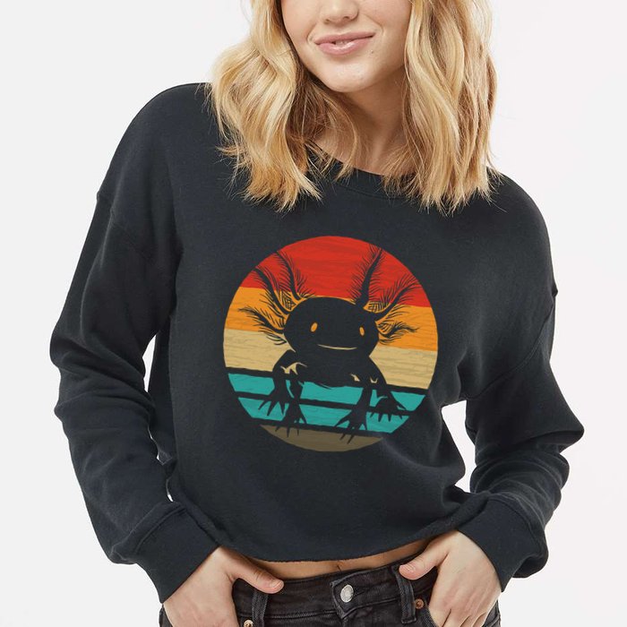 Retro Funny Axolotl I Axolotl Questions Cute Axolotl  Cropped Pullover Crew