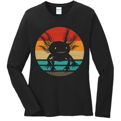 Retro Funny Axolotl I Axolotl Questions Cute Axolotl  Ladies Long Sleeve Shirt