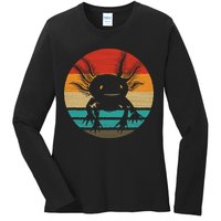 Retro Funny Axolotl I Axolotl Questions Cute Axolotl  Ladies Long Sleeve Shirt