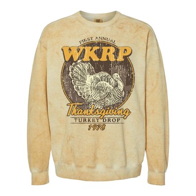 Retro First Annual Wkrp Thanksgiving Turkey Drop Colorblast Crewneck Sweatshirt