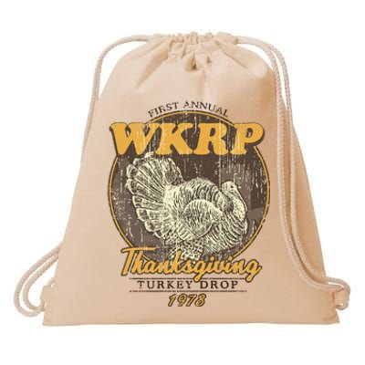 Retro First Annual Wkrp Thanksgiving Turkey Drop Drawstring Bag