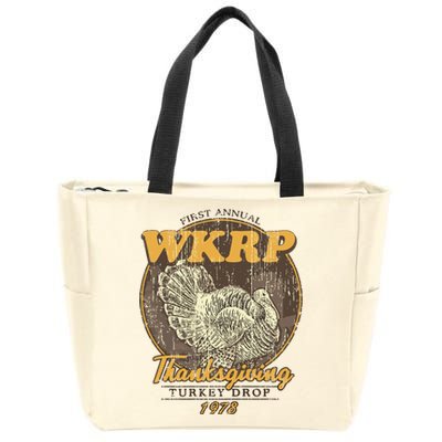 Retro First Annual Wkrp Thanksgiving Turkey Drop Zip Tote Bag