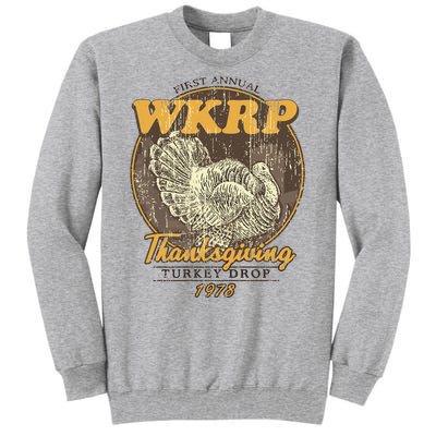 Retro First Annual Wkrp Thanksgiving Turkey Drop Tall Sweatshirt