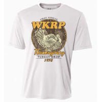 Retro First Annual Wkrp Thanksgiving Turkey Drop Cooling Performance Crew T-Shirt