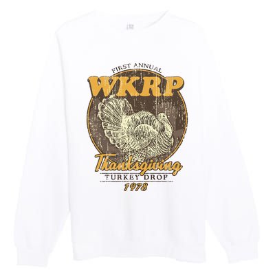 Retro First Annual Wkrp Thanksgiving Turkey Drop Premium Crewneck Sweatshirt