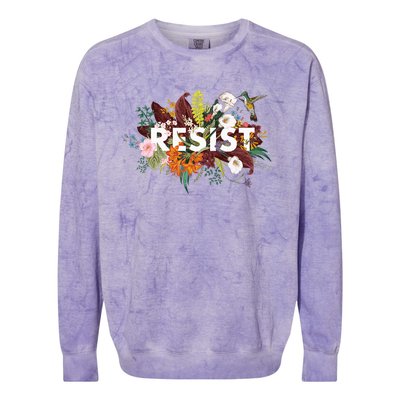 Resist Floral Anti Trump Political Protest Colorblast Crewneck Sweatshirt