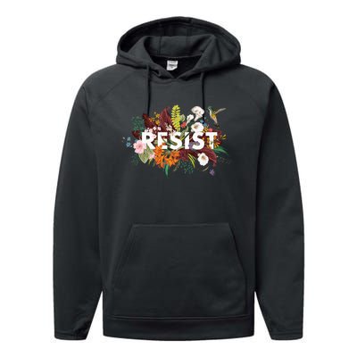 Resist Floral Anti Trump Political Protest Performance Fleece Hoodie