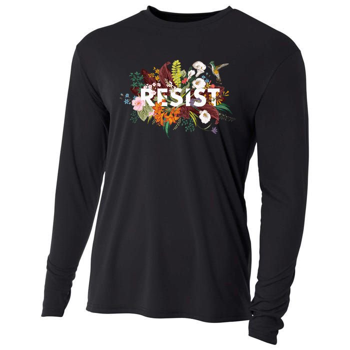 Resist Floral Anti Trump Political Protest Cooling Performance Long Sleeve Crew