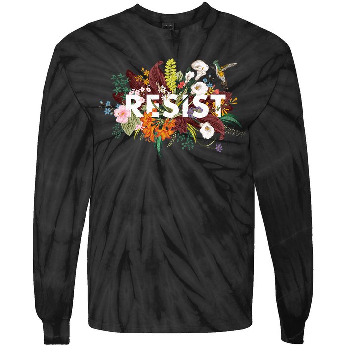 Resist Floral Anti Trump Political Protest Tie-Dye Long Sleeve Shirt