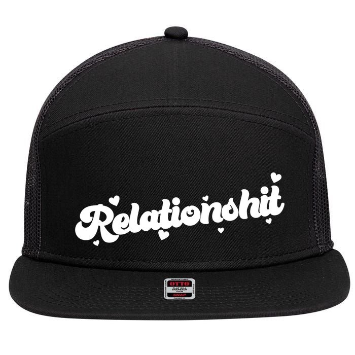 Relationshit Funny Anti Valentine 7 Panel Mesh Trucker Snapback Hat