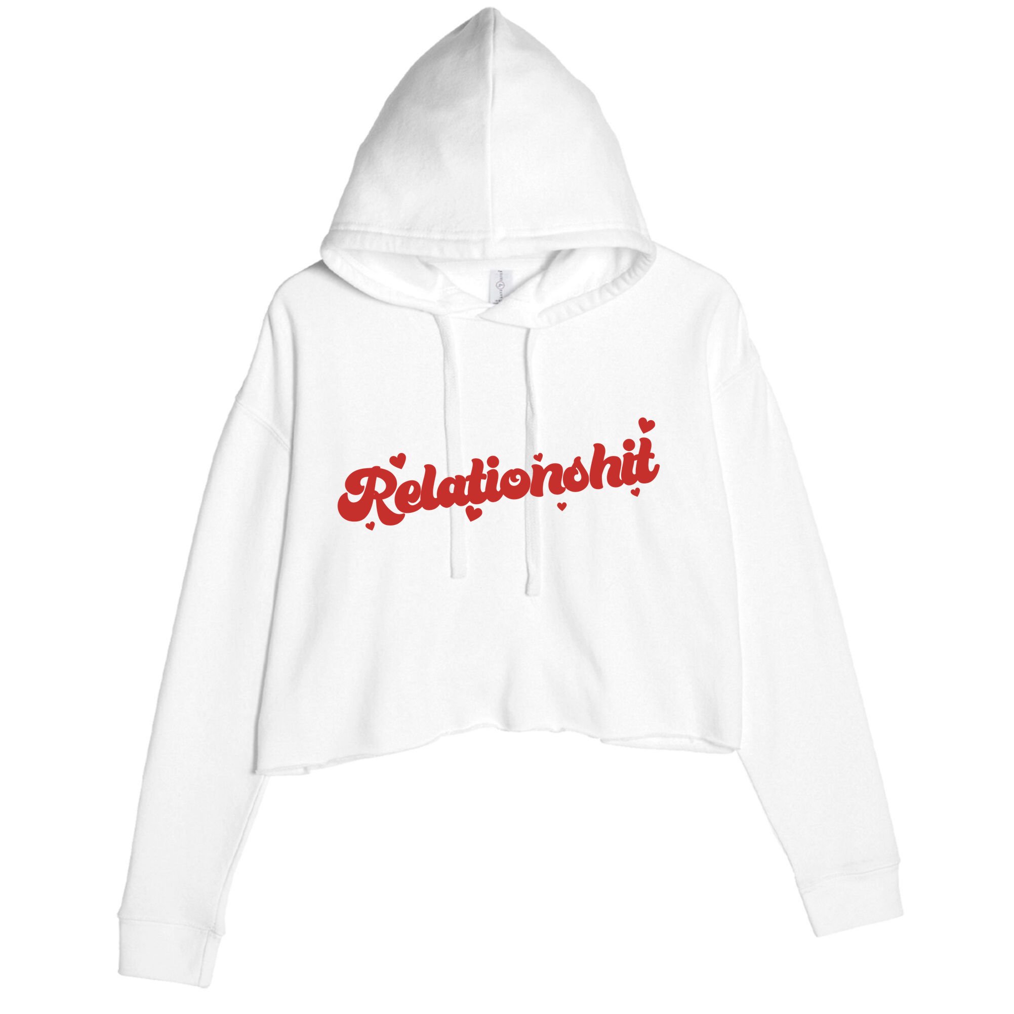 Relationshit Funny Anti Valentine Crop Fleece Hoodie