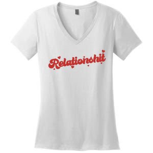 Relationshit Funny Anti Valentine Women's V-Neck T-Shirt