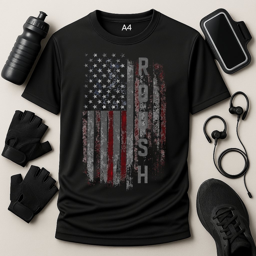 Roush Family American Flag Cooling Performance Crew T-Shirt